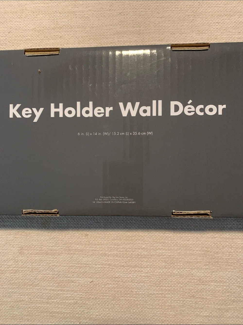 Rustic 'KEYS' Wall Hook Rack in Black and Burlap